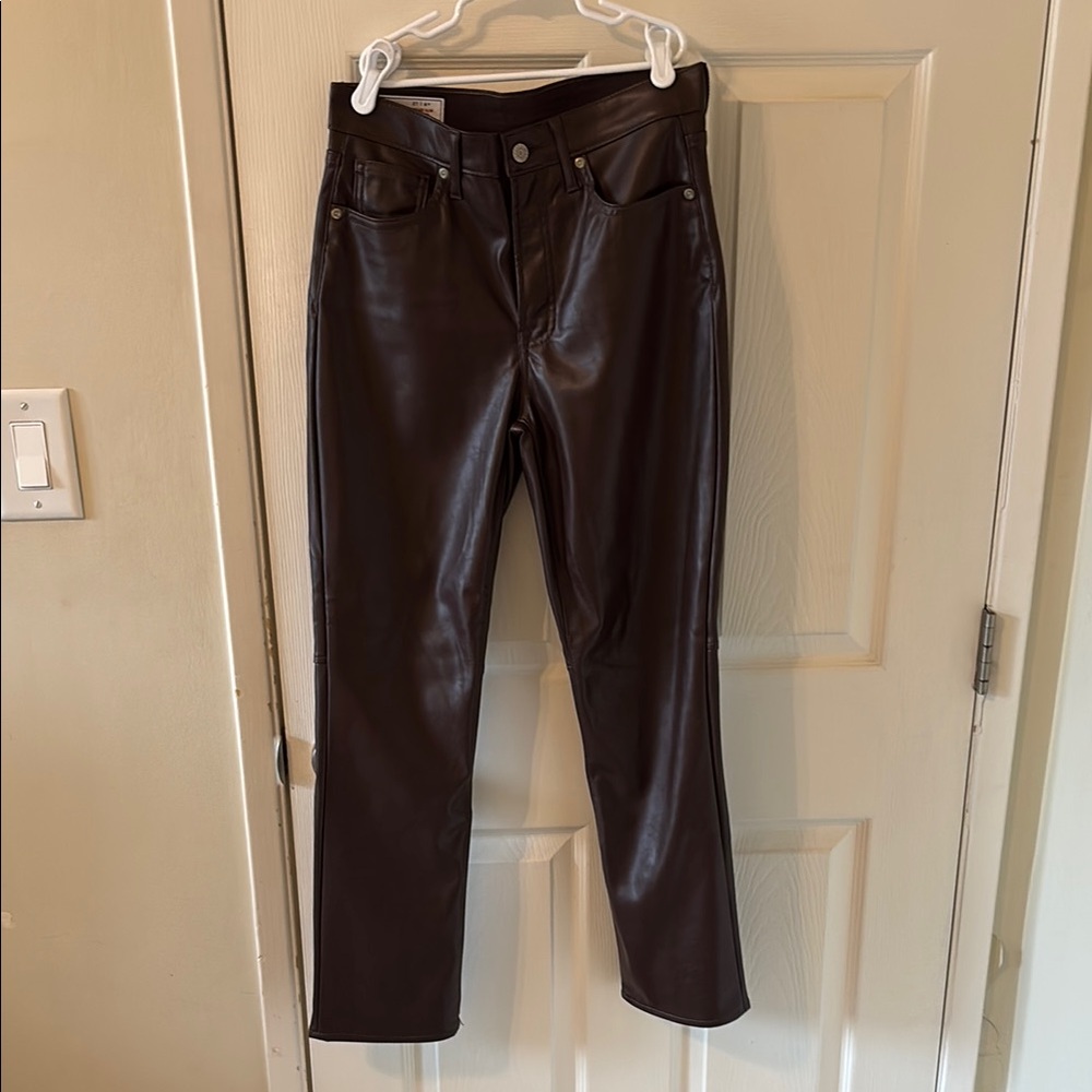 Brown Faux Leather Pants